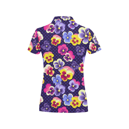 Pansy Pattern Print Design PS04 Women's Polo Shirt