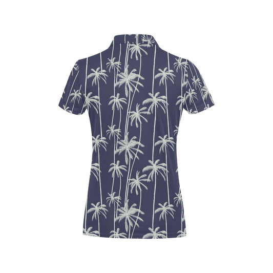 Palm Tree Pattern Print Design PT06 Women's Polo Shirt