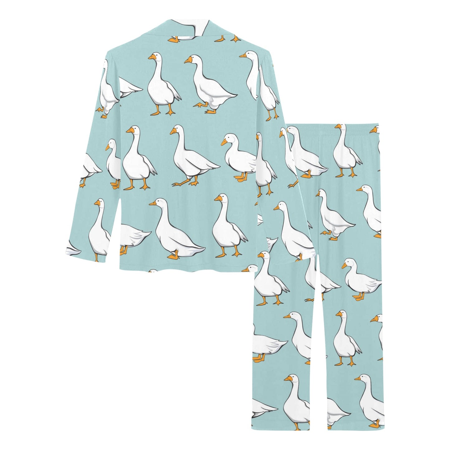 Goose Pattern Print Design 02 Women's Long Pajama Set