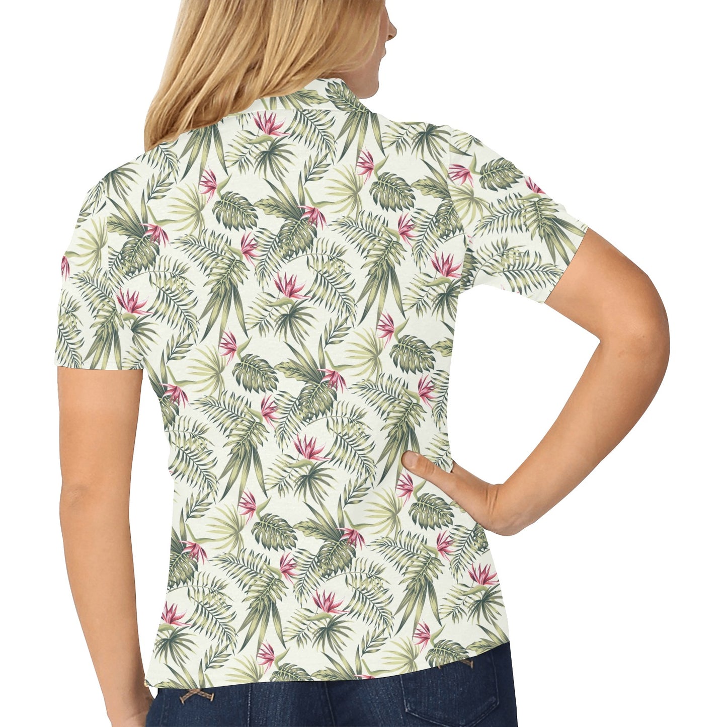 Bird Of Paradise Pattern Print Design 04 Women's Polo Shirt