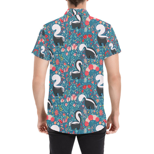 Skunk Print Design LKS302 Men Short Sleeve Button Up Shirt