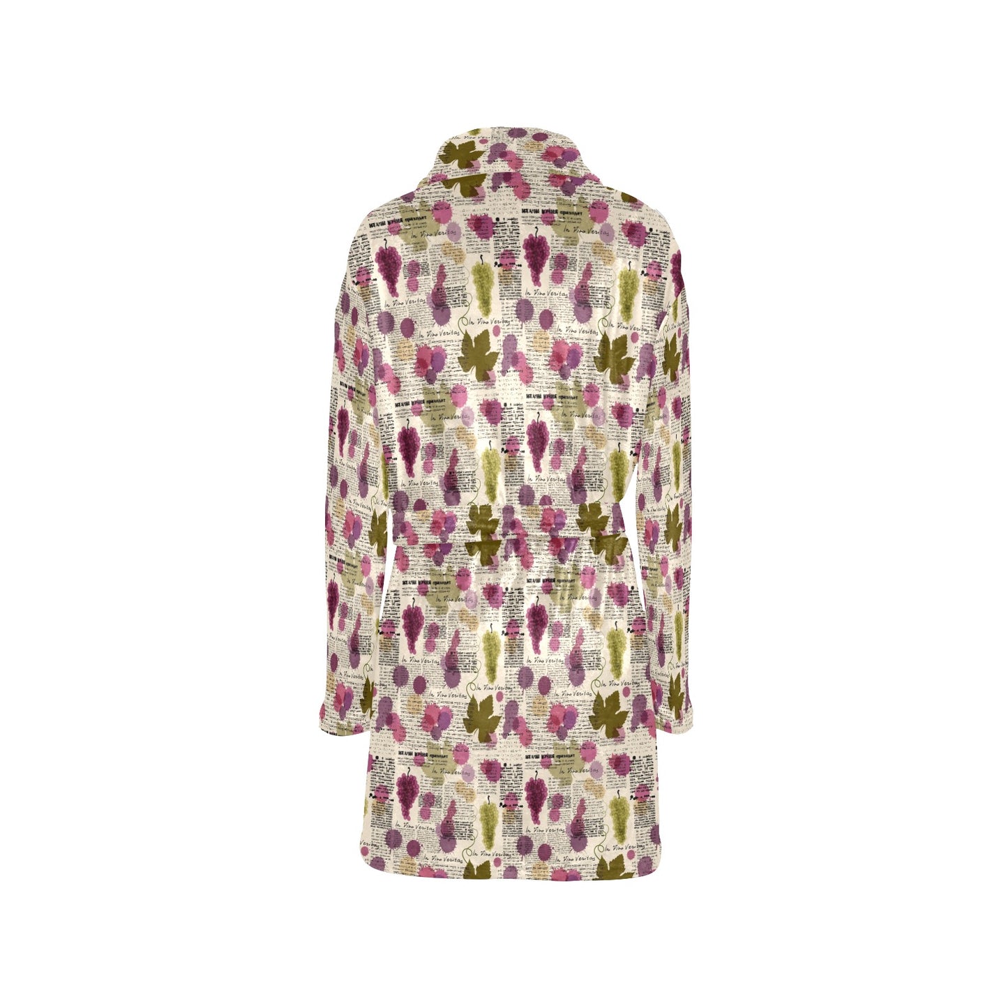 Wine Style Design Print Women's Fleece Robe