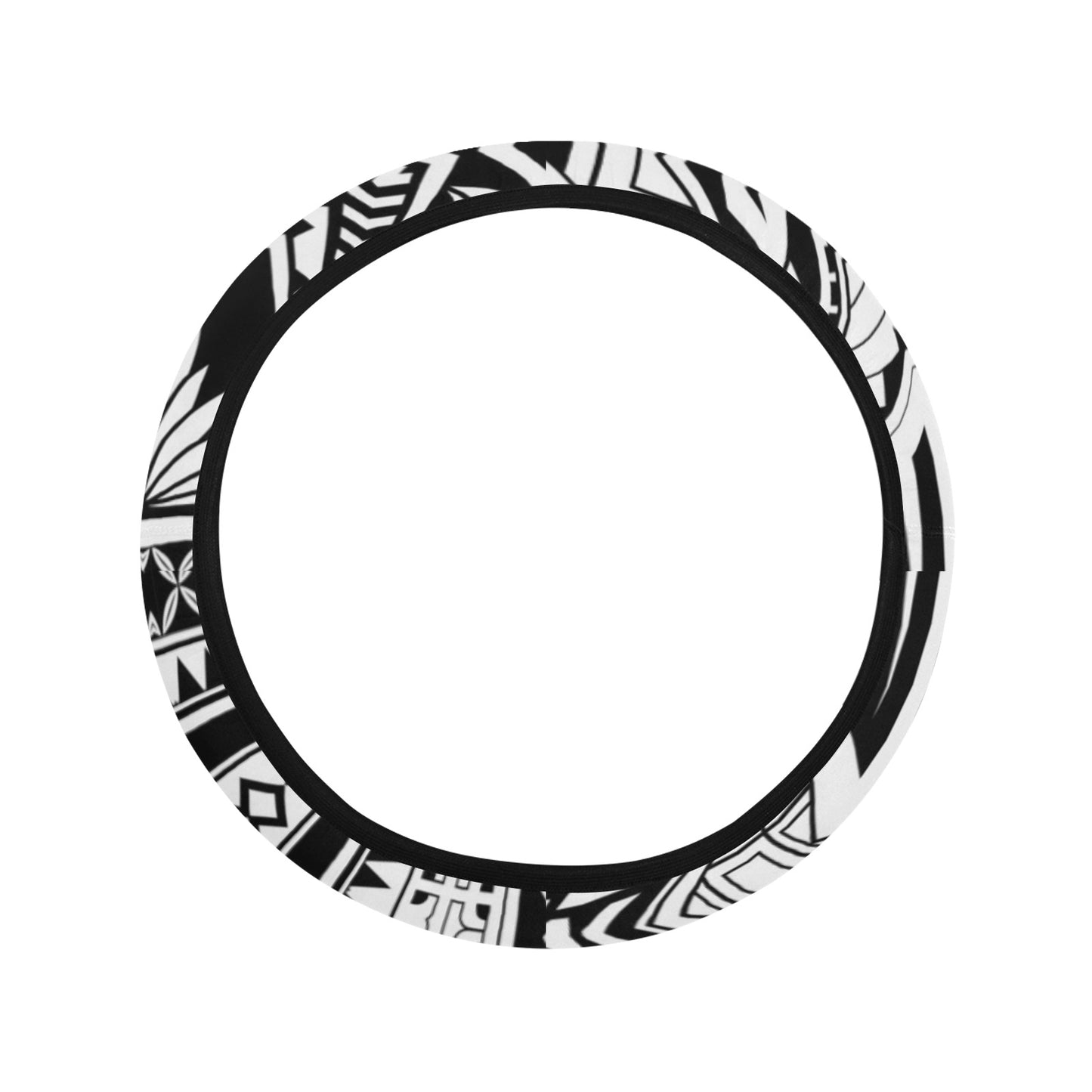 Samoan Tattoo Style Print Design LKS307 Steering Wheel Cover with Elastic Edge
