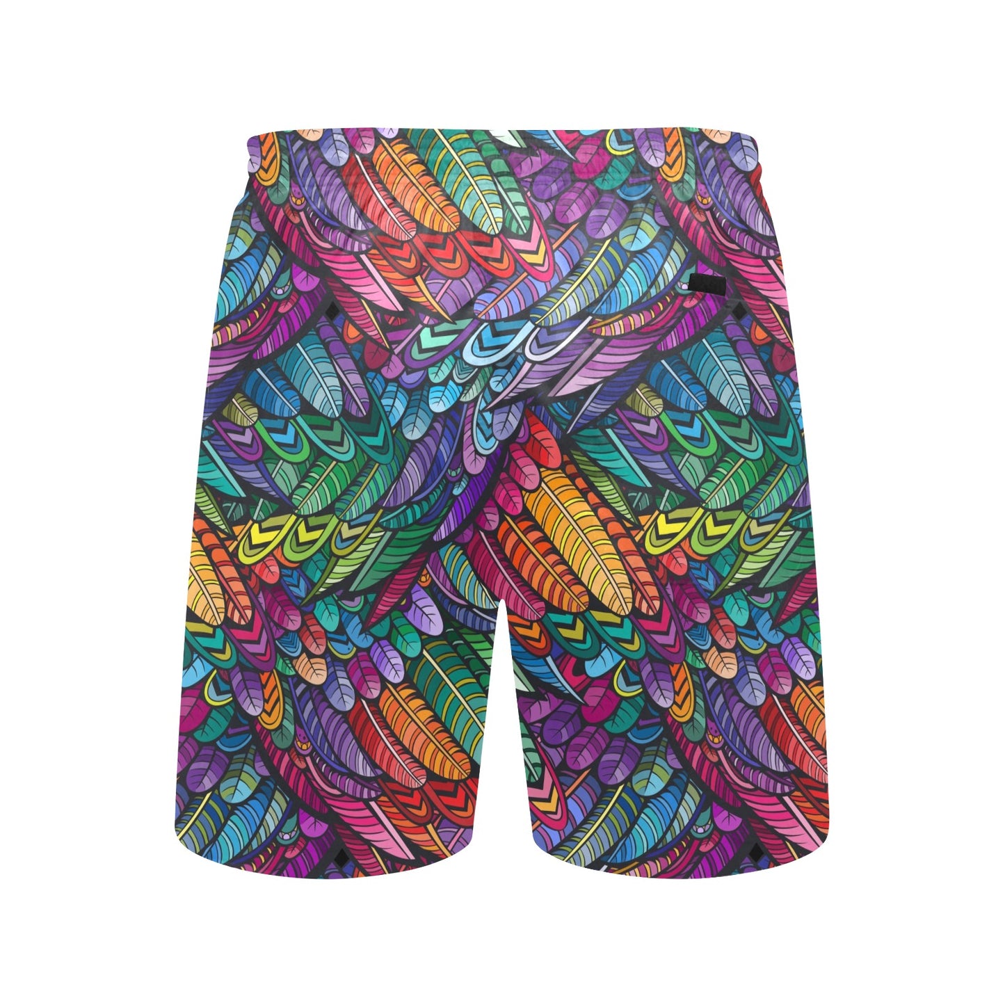 Feather Multicolor Design Print Men's Swim Trunks Beach Shorts