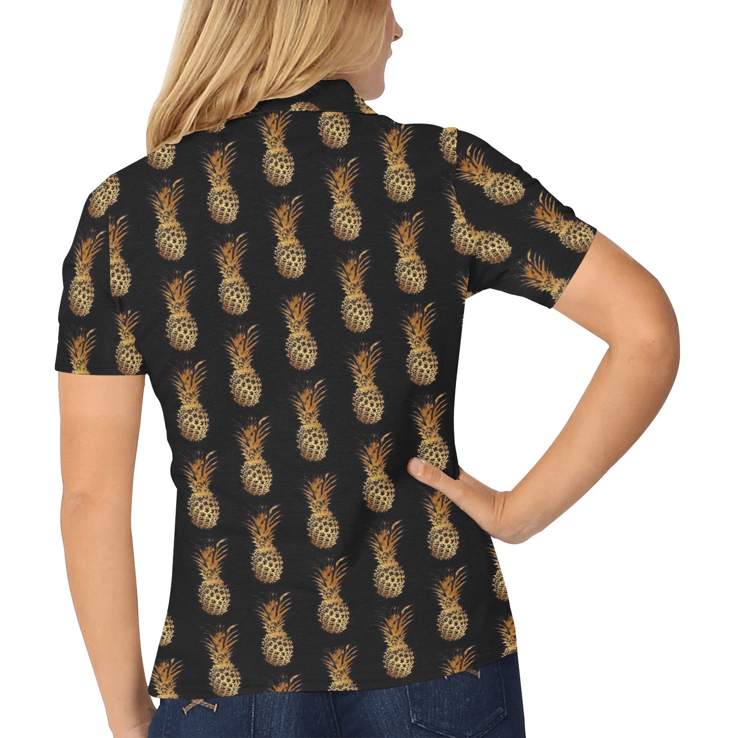 Pineapple Pattern Print Design A02 Women's Polo Shirt