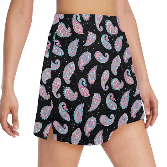 Paisley Pink Design Mandala Print 17" Golf & Pickleball Skort with Pockets