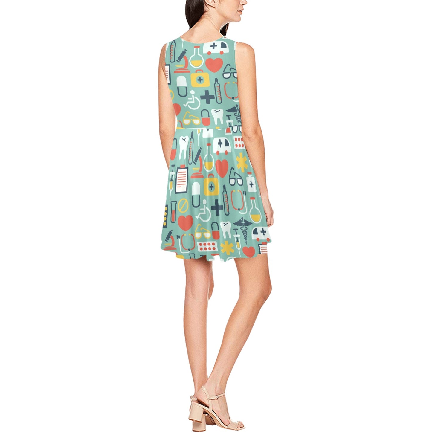 Medical Pattern Print Design 02 Sleeveless Dress