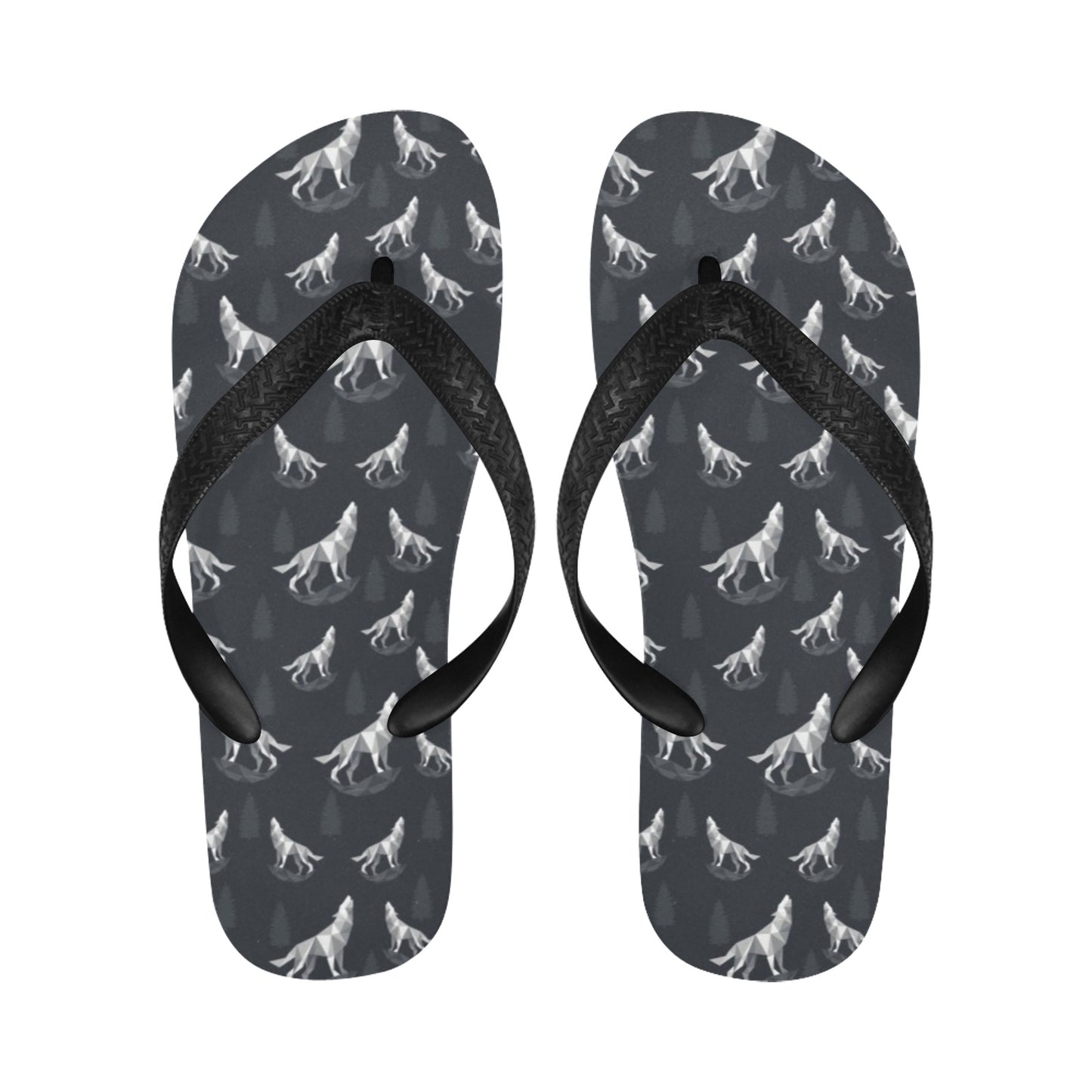 Wolf Print Design LKS303 Flip Flops