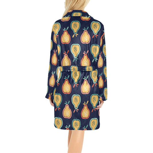 Pear Pattern Print Design PE03 Women's Fleece Robe