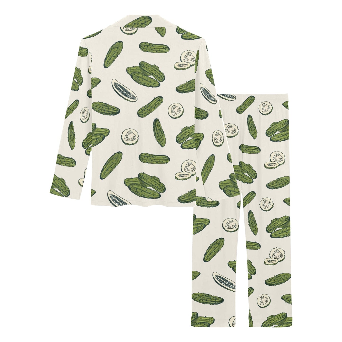 Cucumber Pattern Print Design CC05 Women's Long Pajama Set