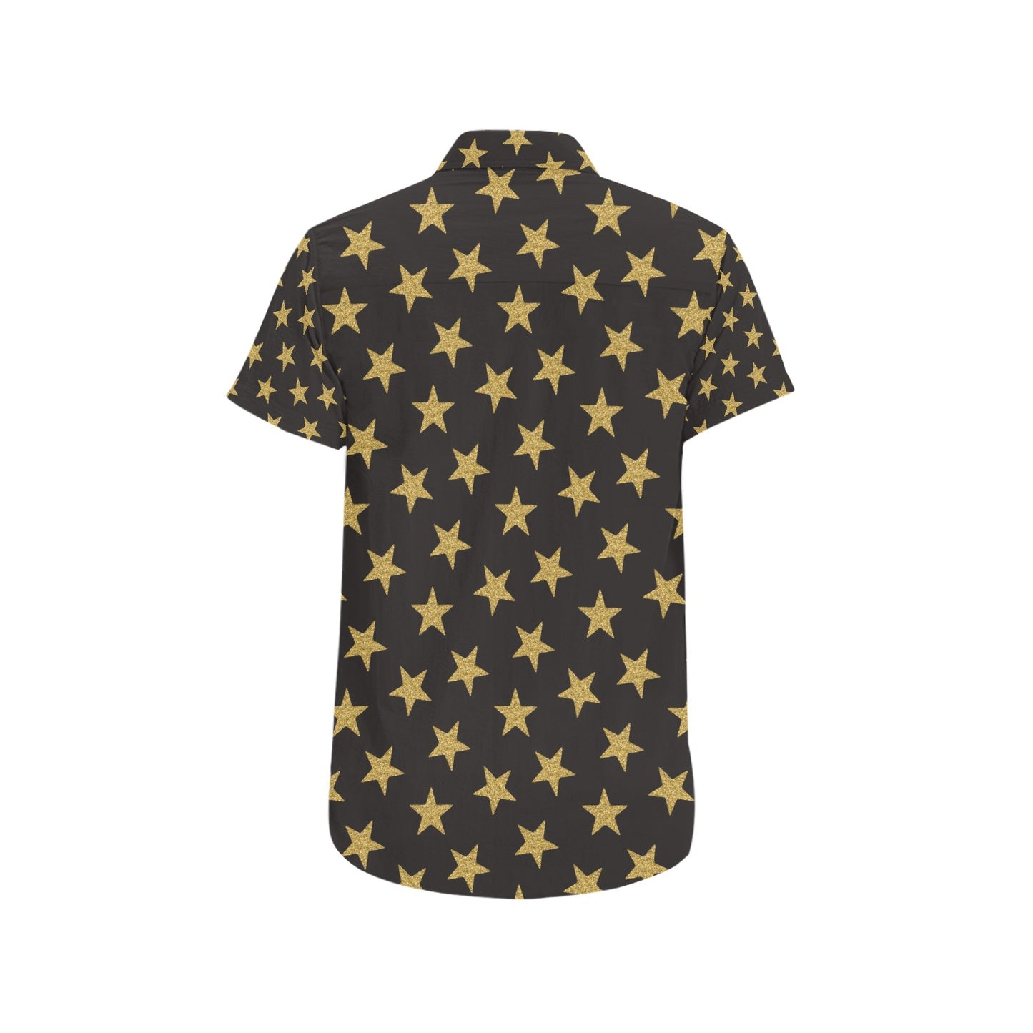 Star Gold Print Design LKS302 Men Short Sleeve Button Up Shirt