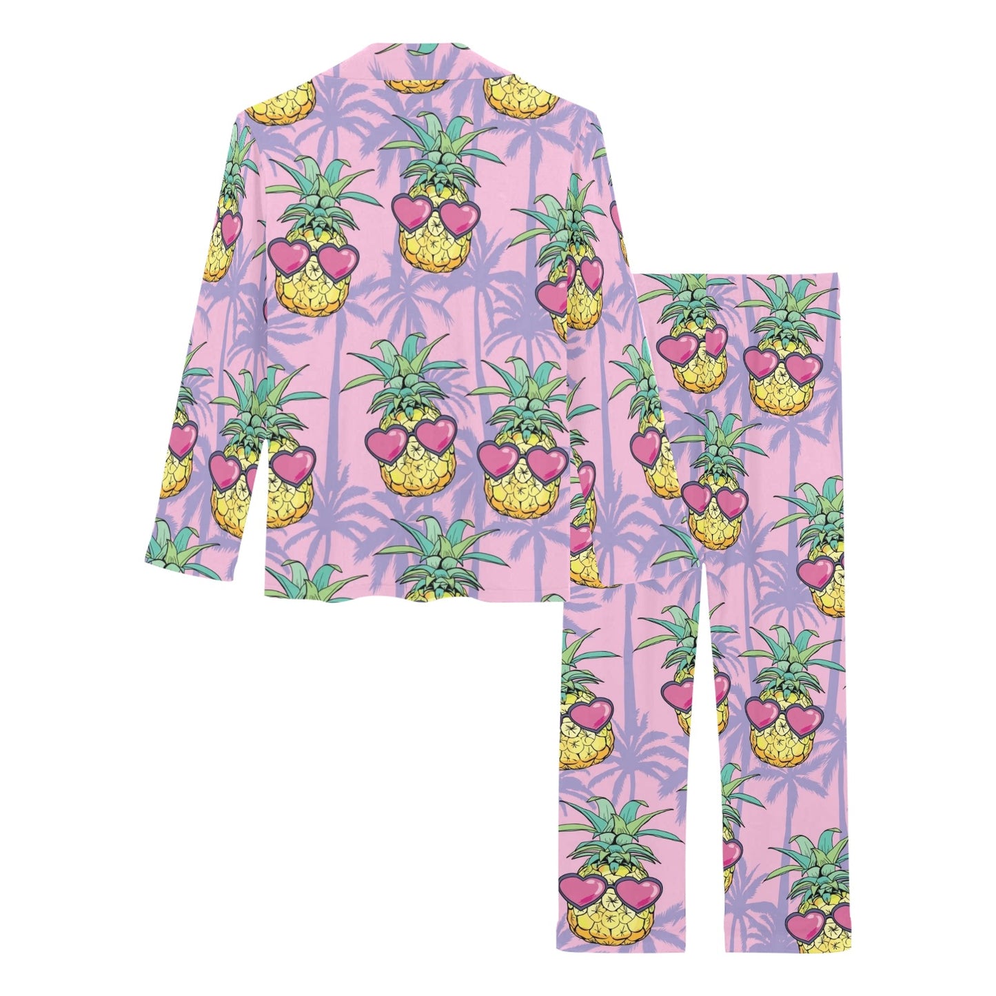 Pineapple Pattern Print Design PP06 Women's Long Pajama Set