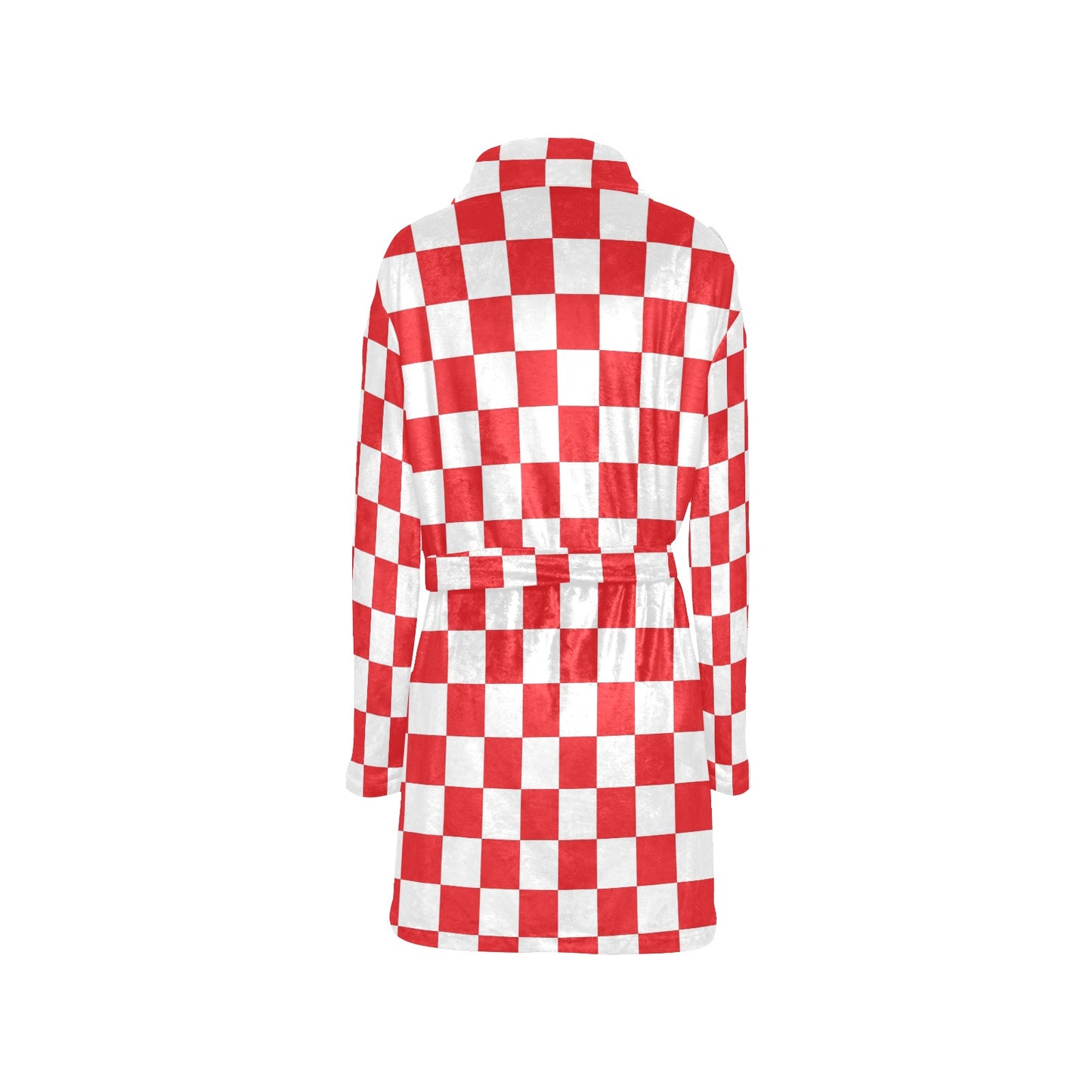 Checkered Red Pattern Print Design 04 Women's Fleece Robe