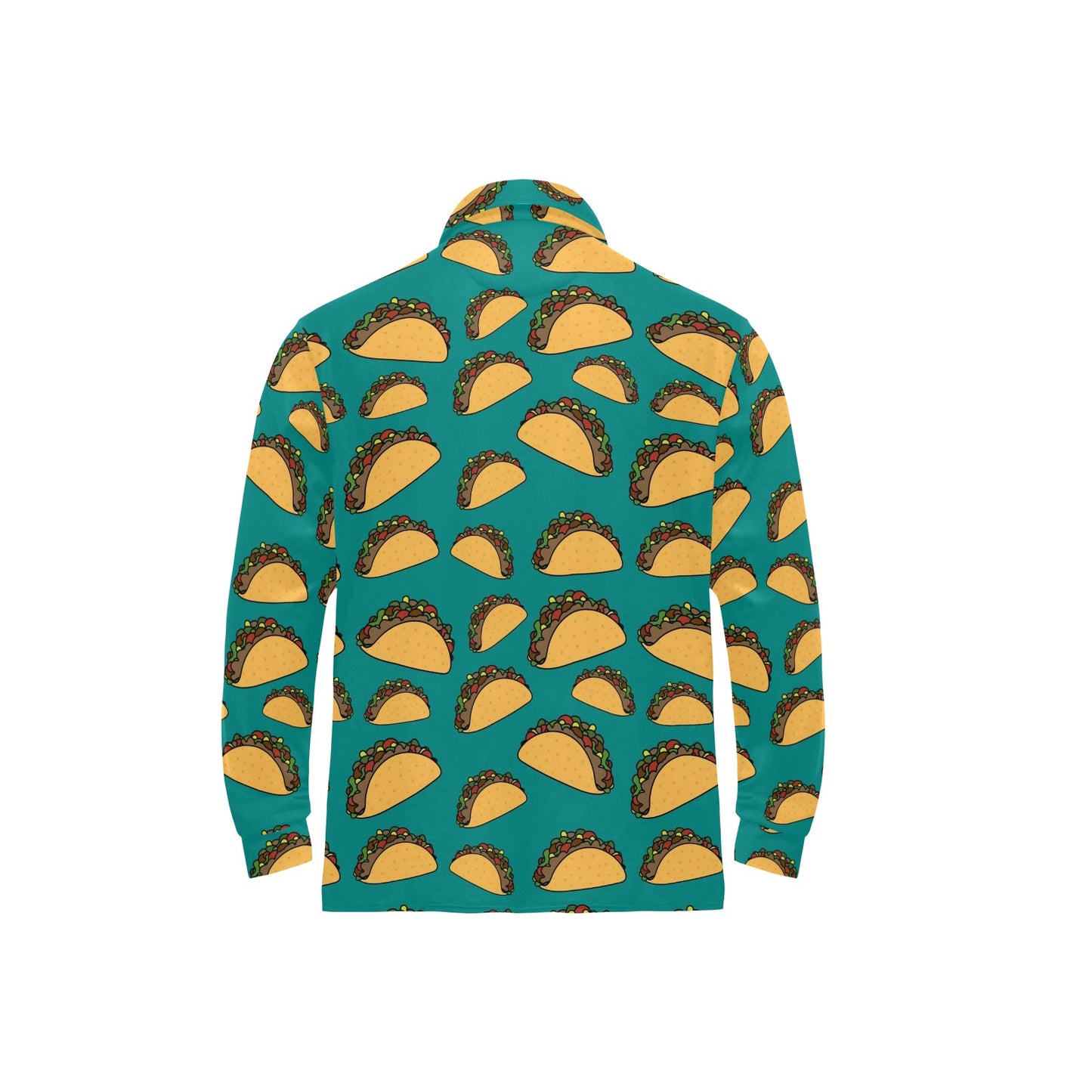 Taco Pattern Print Design TC07 Long Sleeve Polo Shirt For Men's