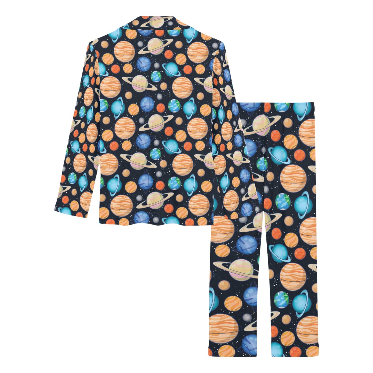 Planet Colorful Print Design LKS301 Women's Long Pajama Set