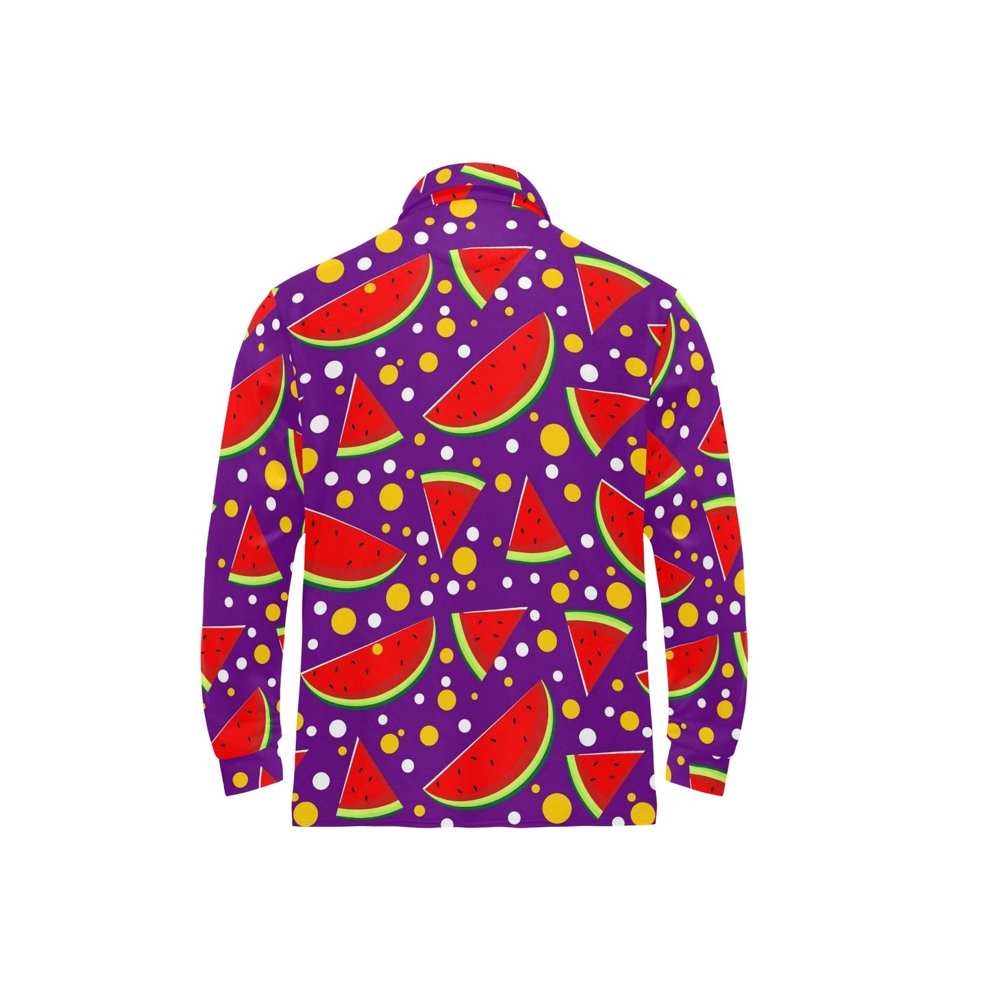 Watermelon Pattern Print Design WM010 Long Sleeve Polo Shirt For Men's