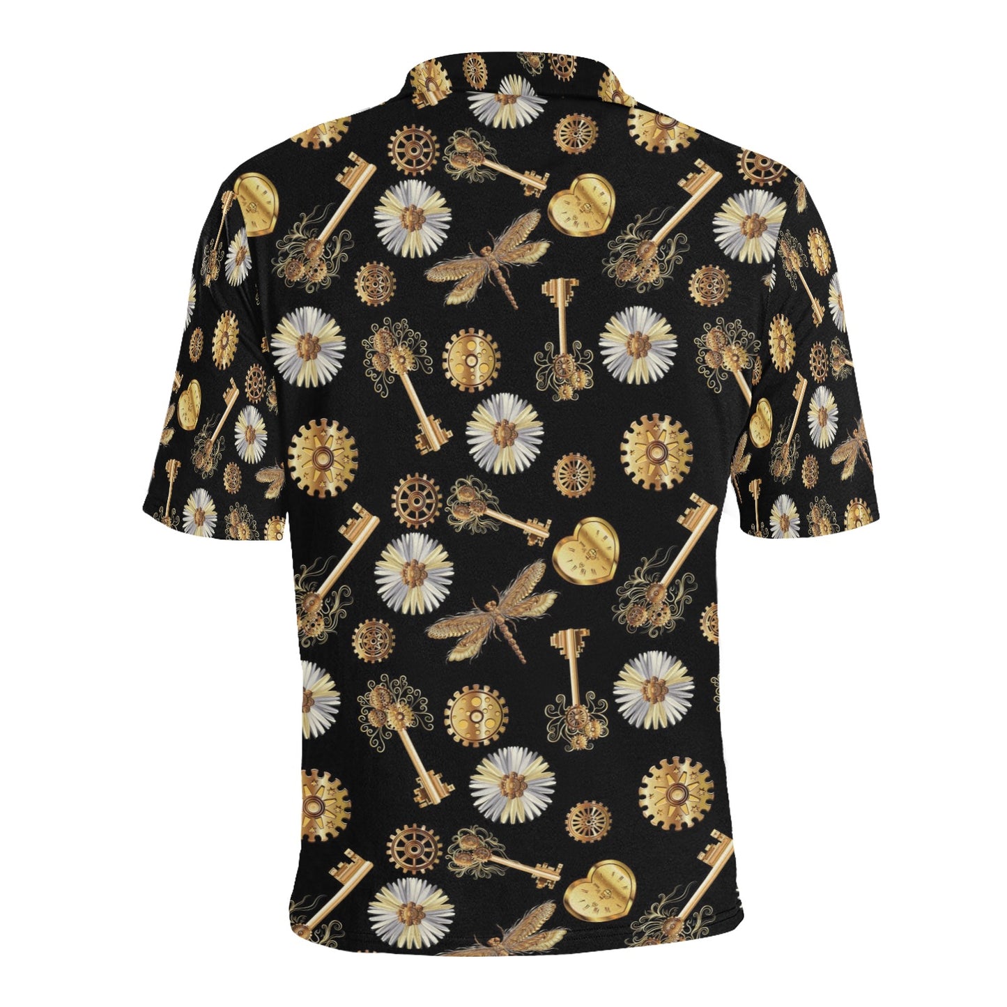 Steampunk Key Dragonfly Print Design LKS303 Men Polo Shirt