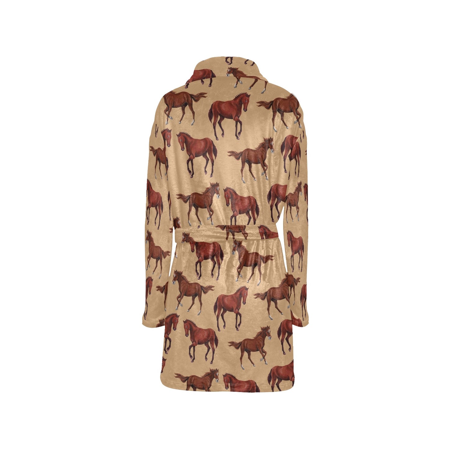 Brown Horse Print Pattern Women's Fleece Robe