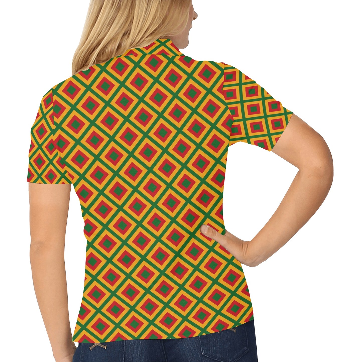 Rasta Reggae Color Cross Women's Polo Shirt
