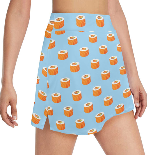 Salmon Sushi Print Design LKS307 17" Golf & Pickleball Skort with Pockets