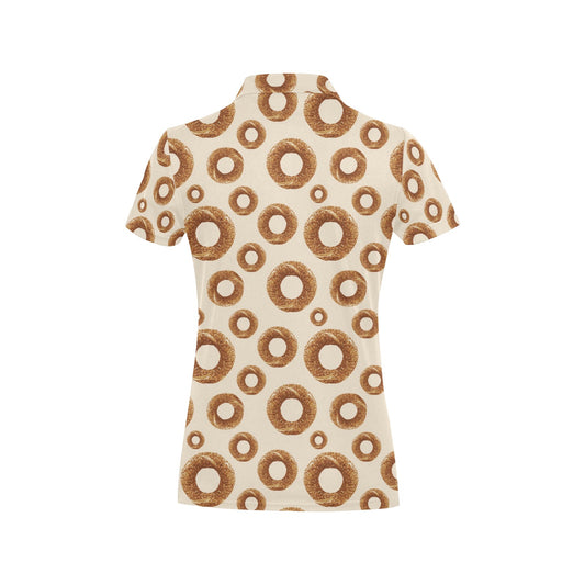 Bagel Pattern Print Design 01 Women's Polo Shirt