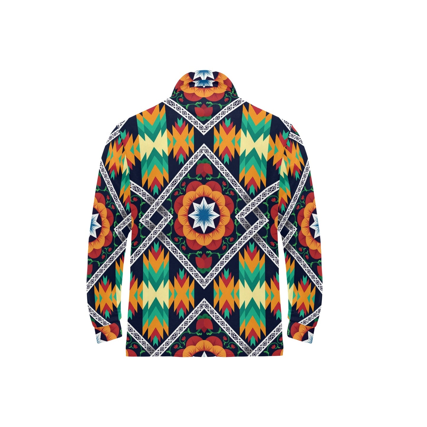 African Kente Long Sleeve Polo Shirt For Men's