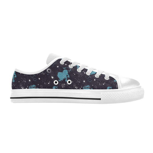 Zodiac Print Design LKS303 Women's White Low Top Shoes