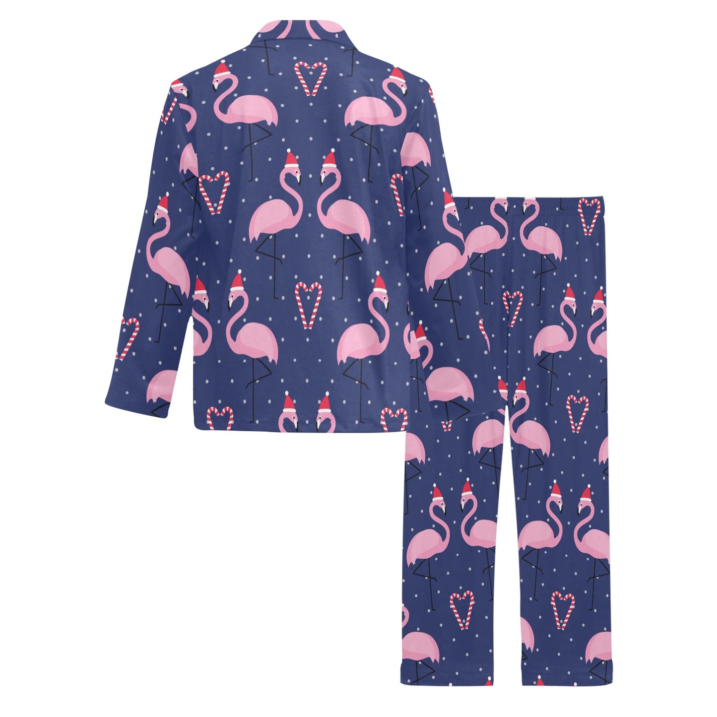 Flamingo Christmas Men's Long Pajama Set