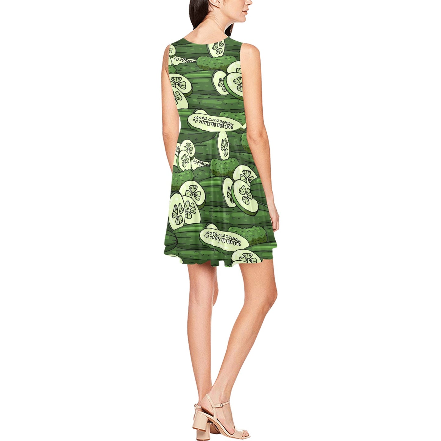 Cucumber Pattern Print Design CC01 Sleeveless Dress