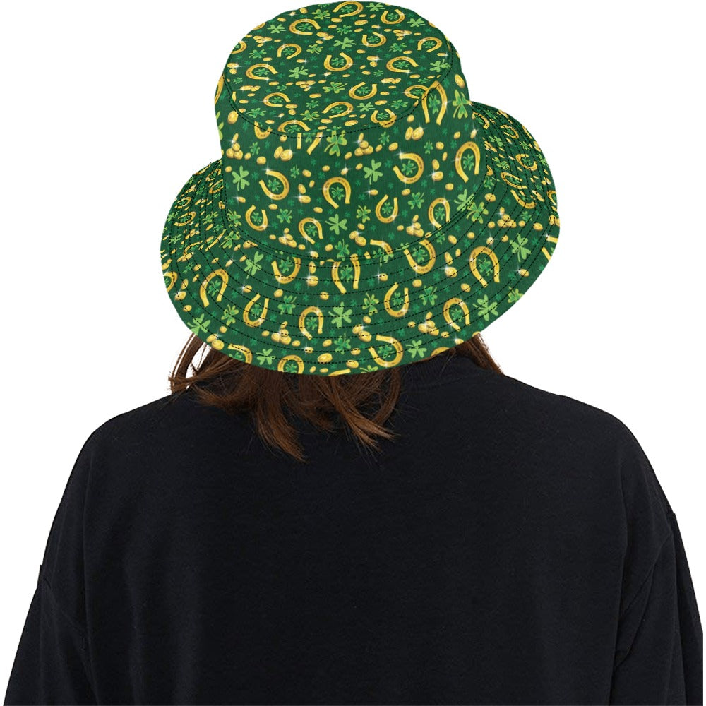 Shamrock Horse Shoes Saint Patrick's Day Print Design LKS307 Unisex Bucket Hat