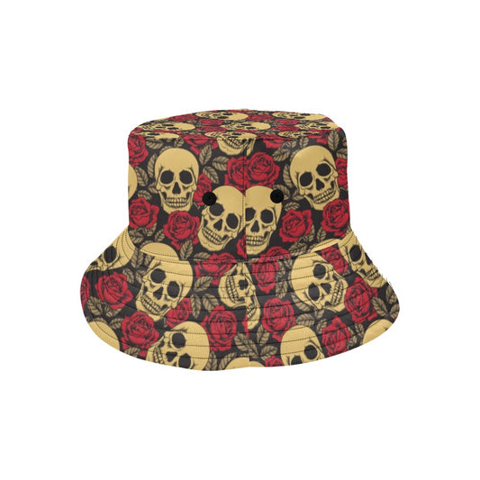 Skull And Roses Print Design LKS302 Unisex Bucket Hat