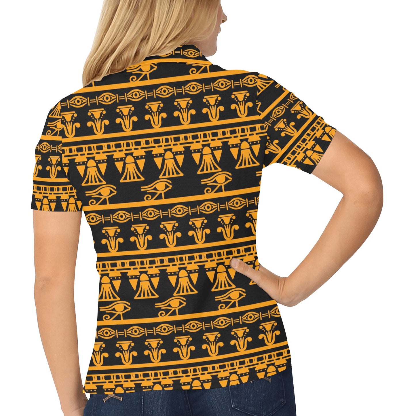 Eye of Horus Tribal Egypt Pattern Women's Polo Shirt