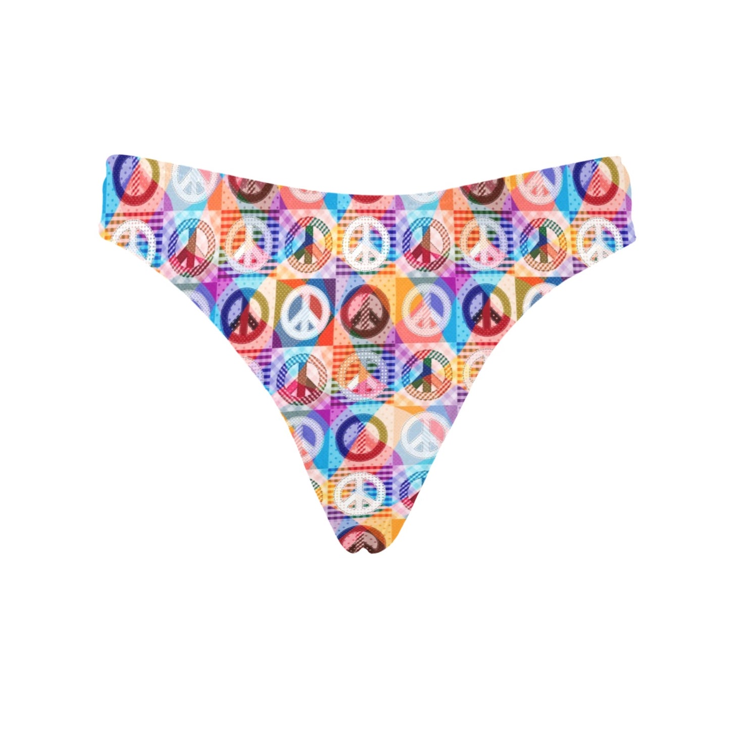 Peace Sign Patchwork Design Print Women's Thongs