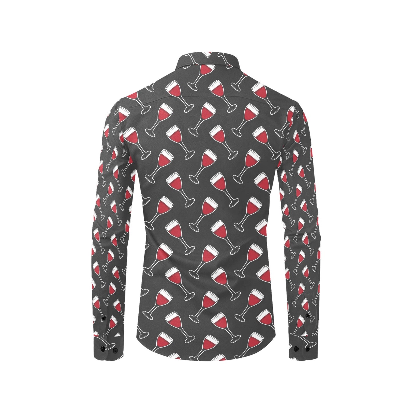 Wine Print Design LKS308 Men's Long Sleeve Dress Shirt