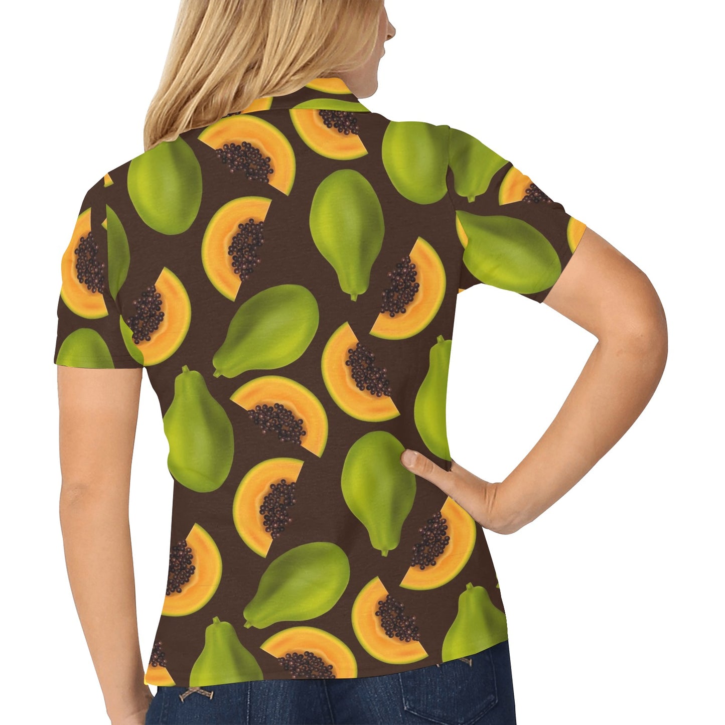 Papaya Pattern Print Design PP04 Women's Polo Shirt