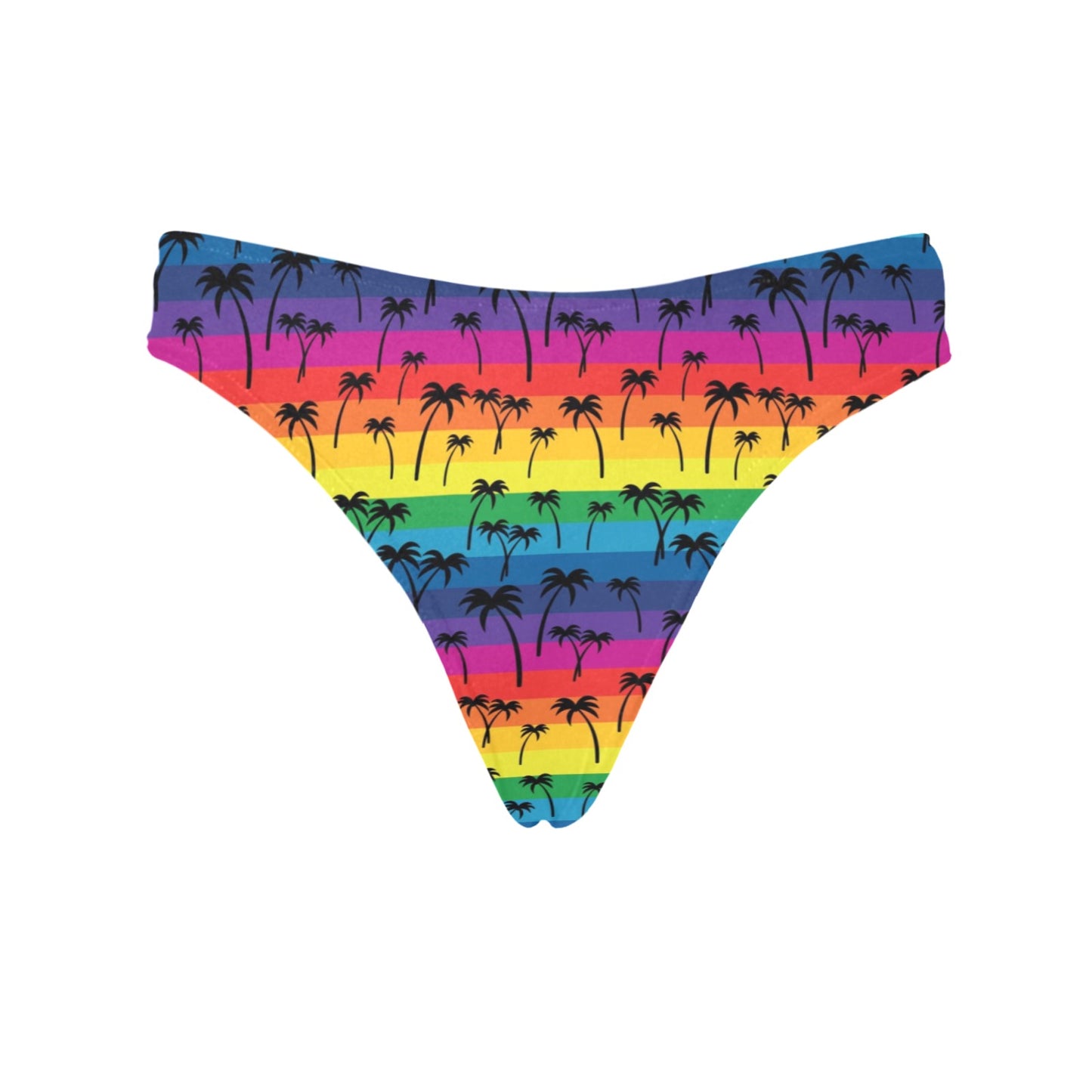 Palm Tree Rainbow Themed Print Women's Thongs