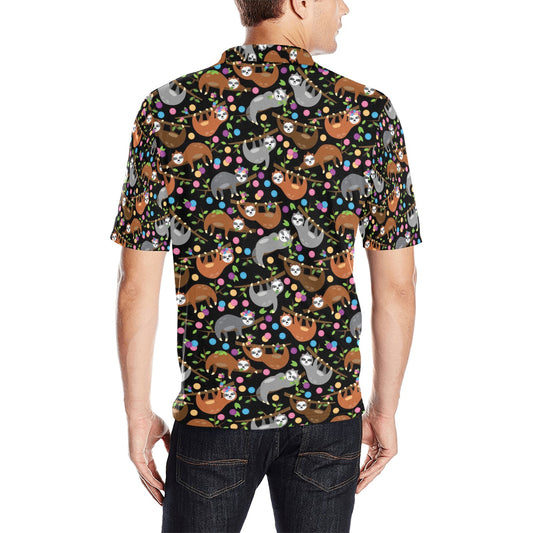 Sloth Print Design LKS306 Men Polo Shirt