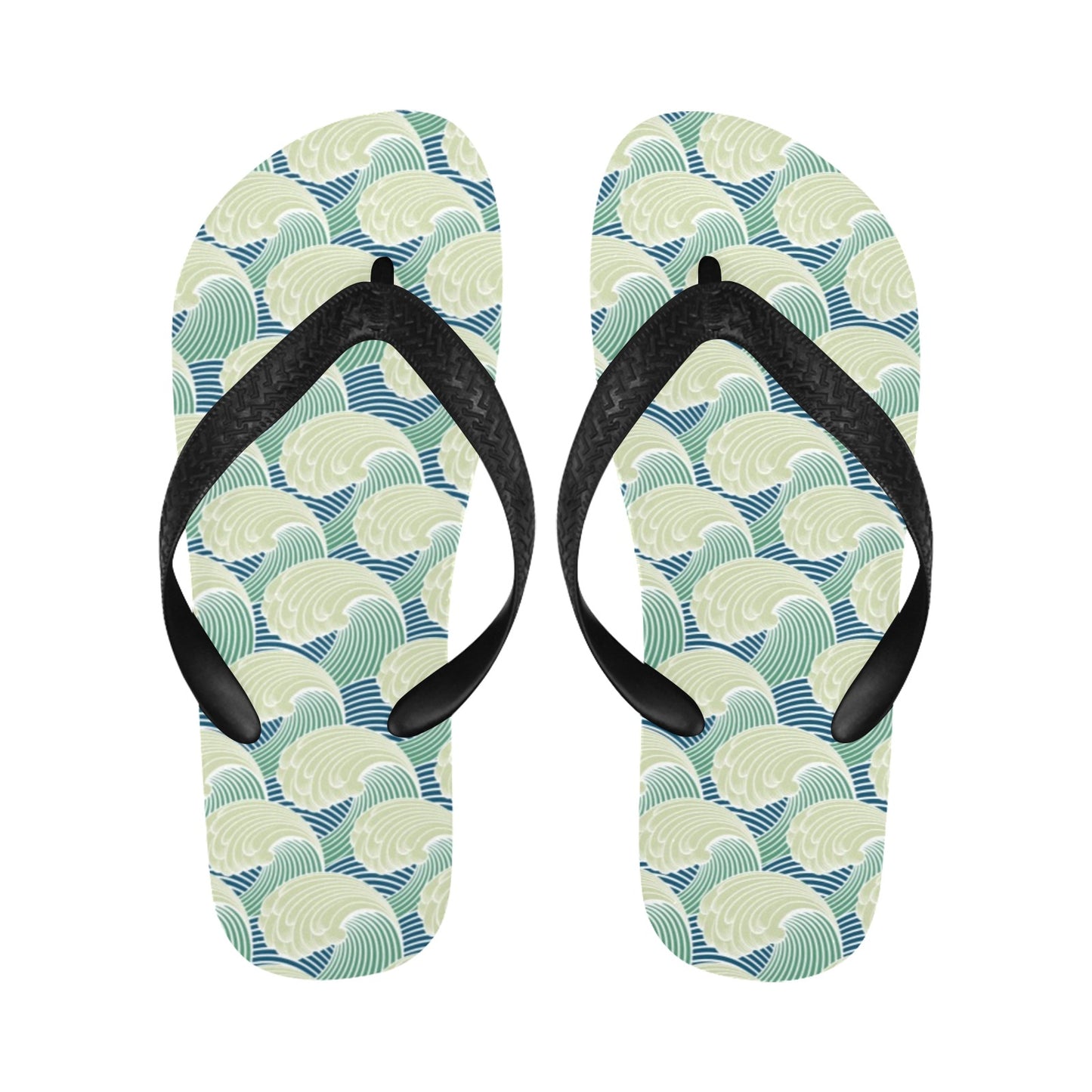 Wave Japan Style Print Design LKS302 Flip Flops
