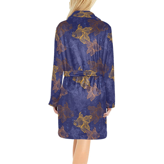 Goldfish Pattern Print Design 01 Women's Fleece Robe