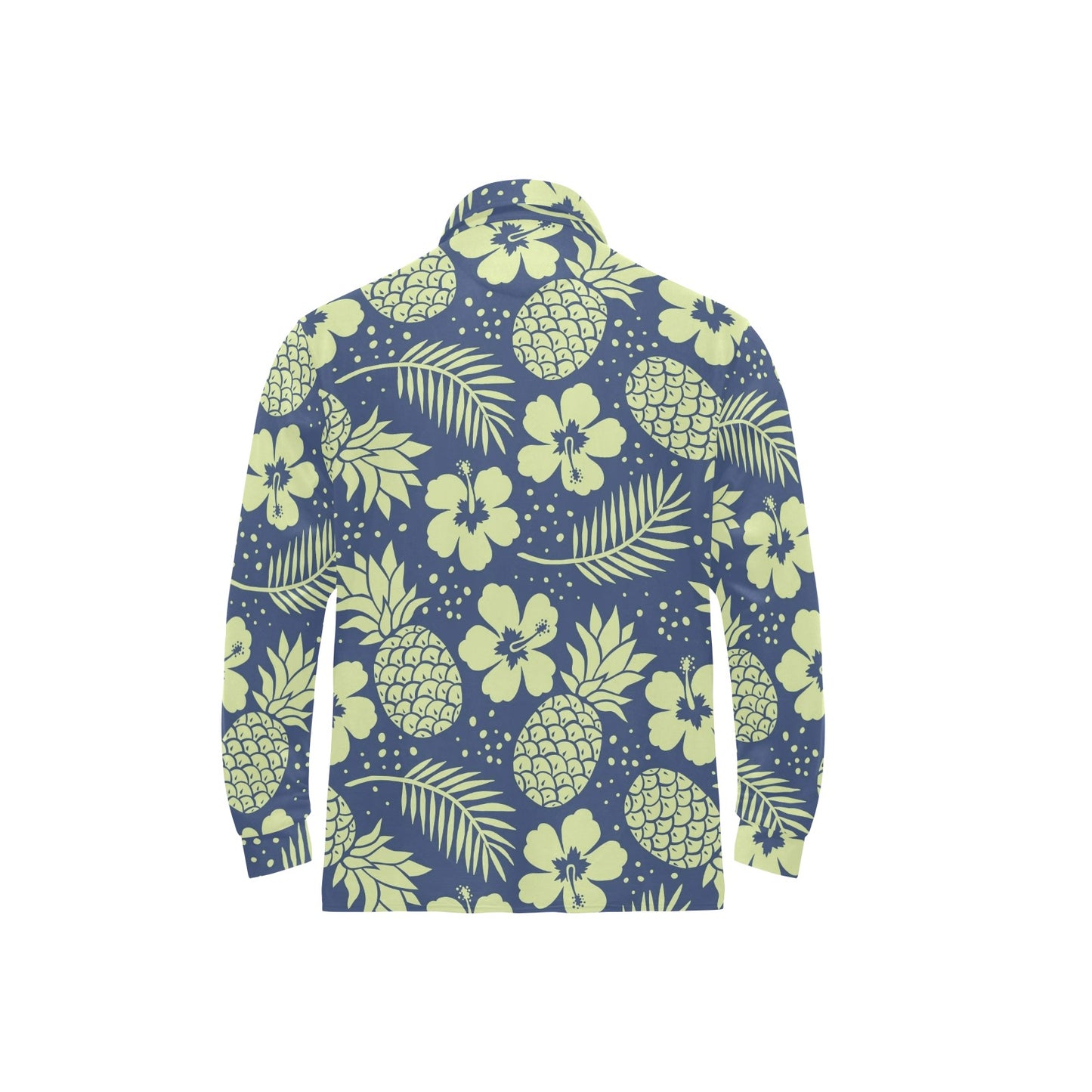 Pineapple Pattern Print Design PP07 Long Sleeve Polo Shirt For Men's
