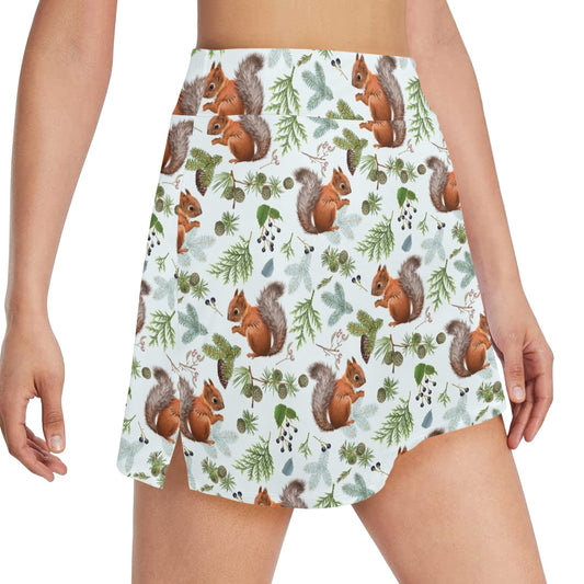 Squirrel Print Design LKS308 17" Golf & Pickleball Skort with Pockets