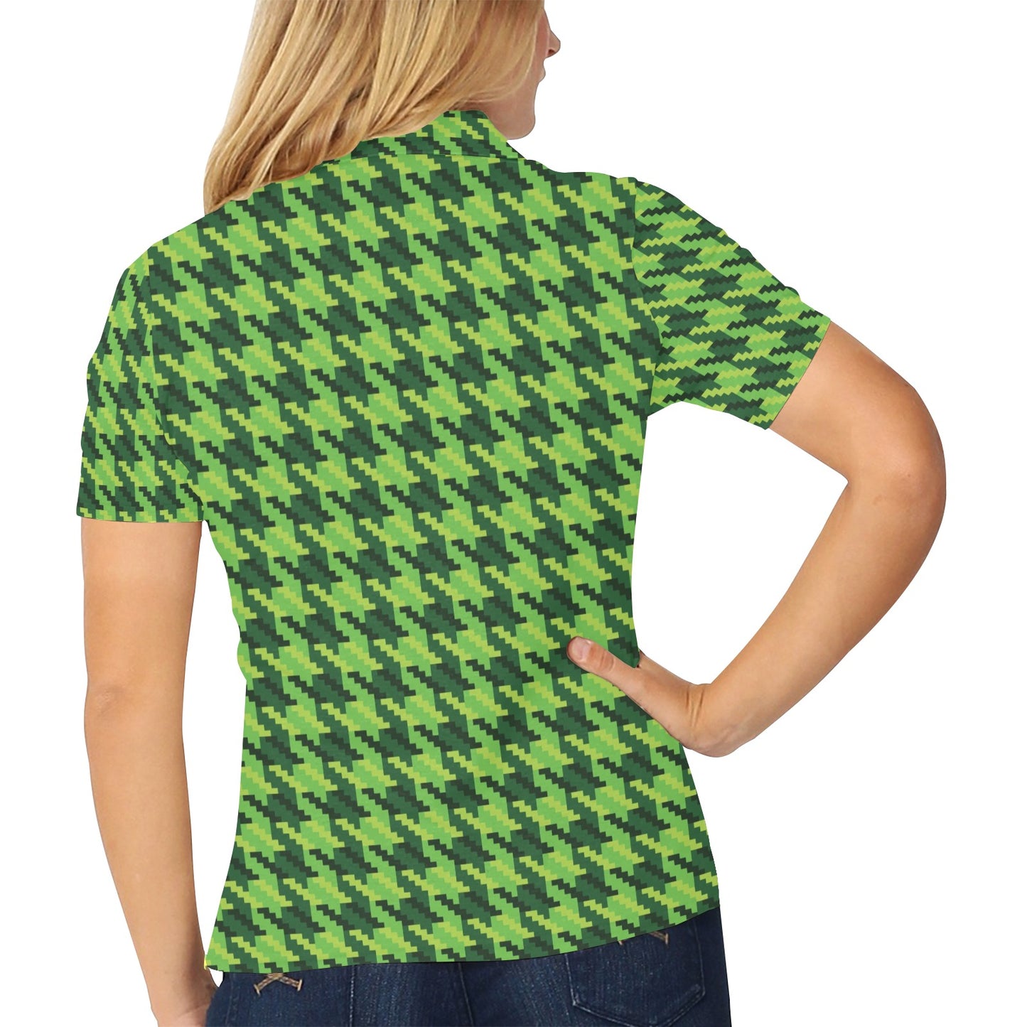 St Patricks Day Houndstooth Pattern Print LKS301 Women's Polo Shirt