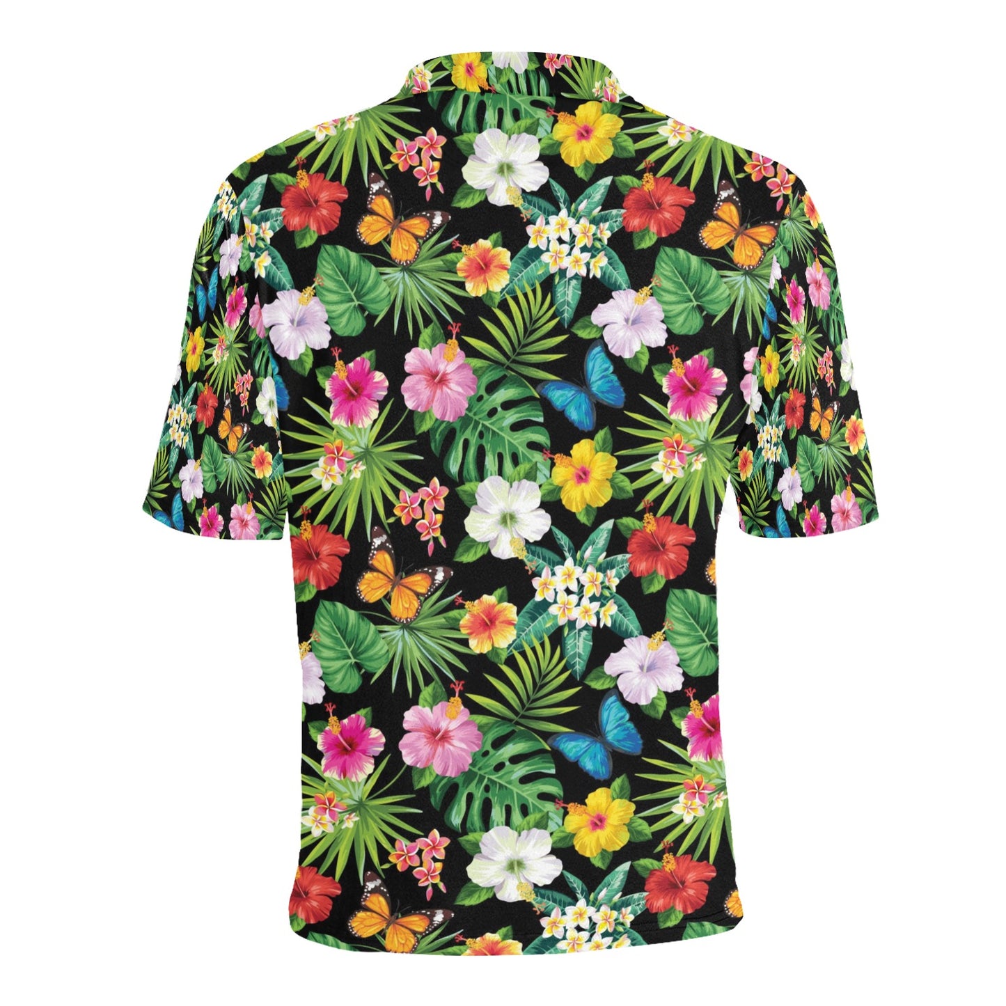 Hibiscus With Butterfly Print Design LKS305 Men Polo Shirt