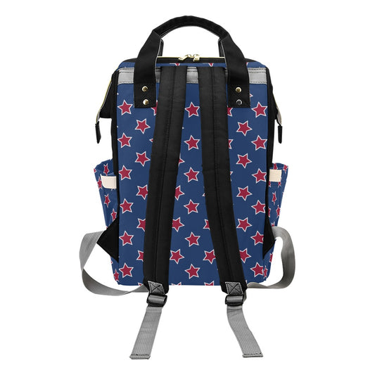Star Red Blue Print Design LKS301 Diaper Bag Backpack