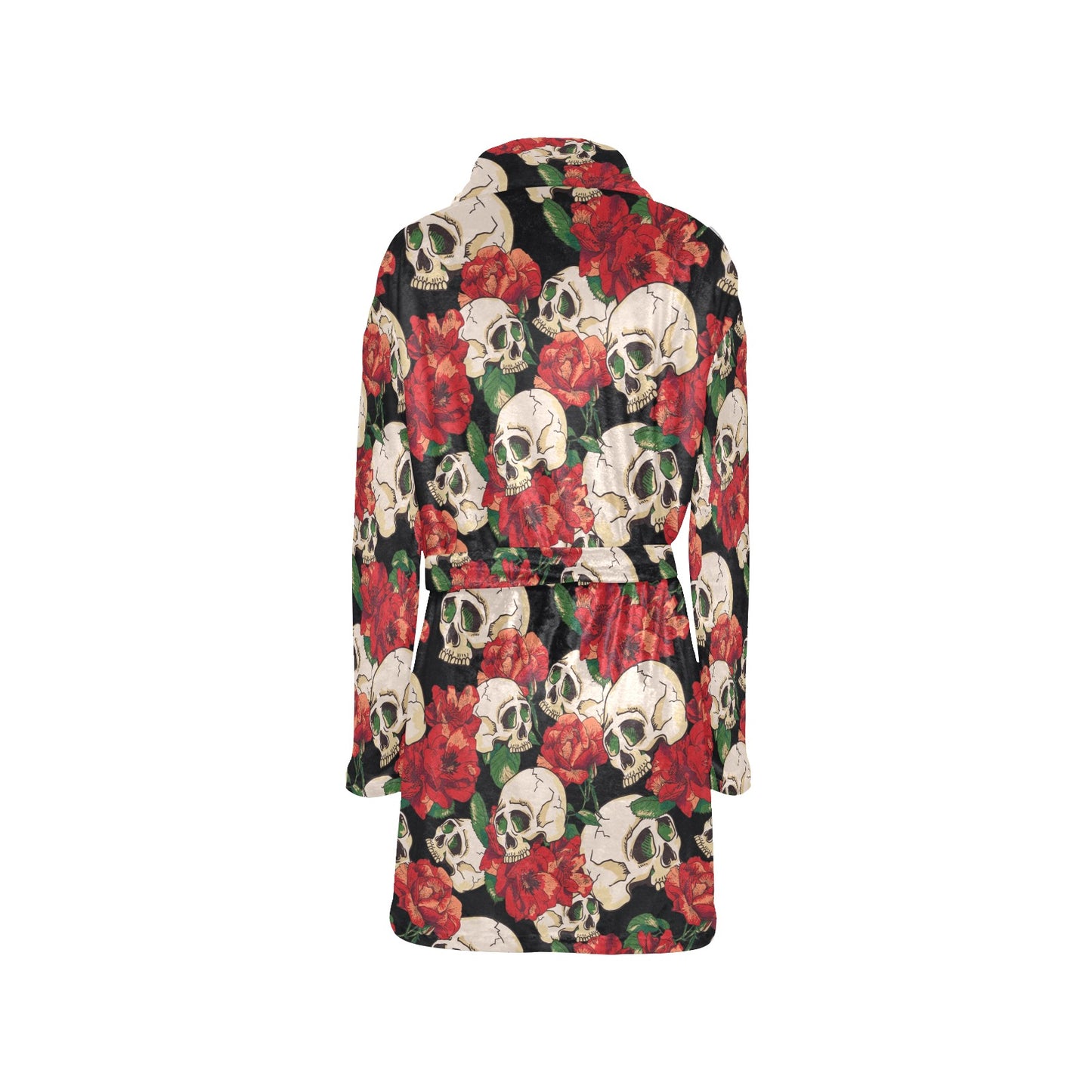 Skull Red Rose Women's Fleece Robe