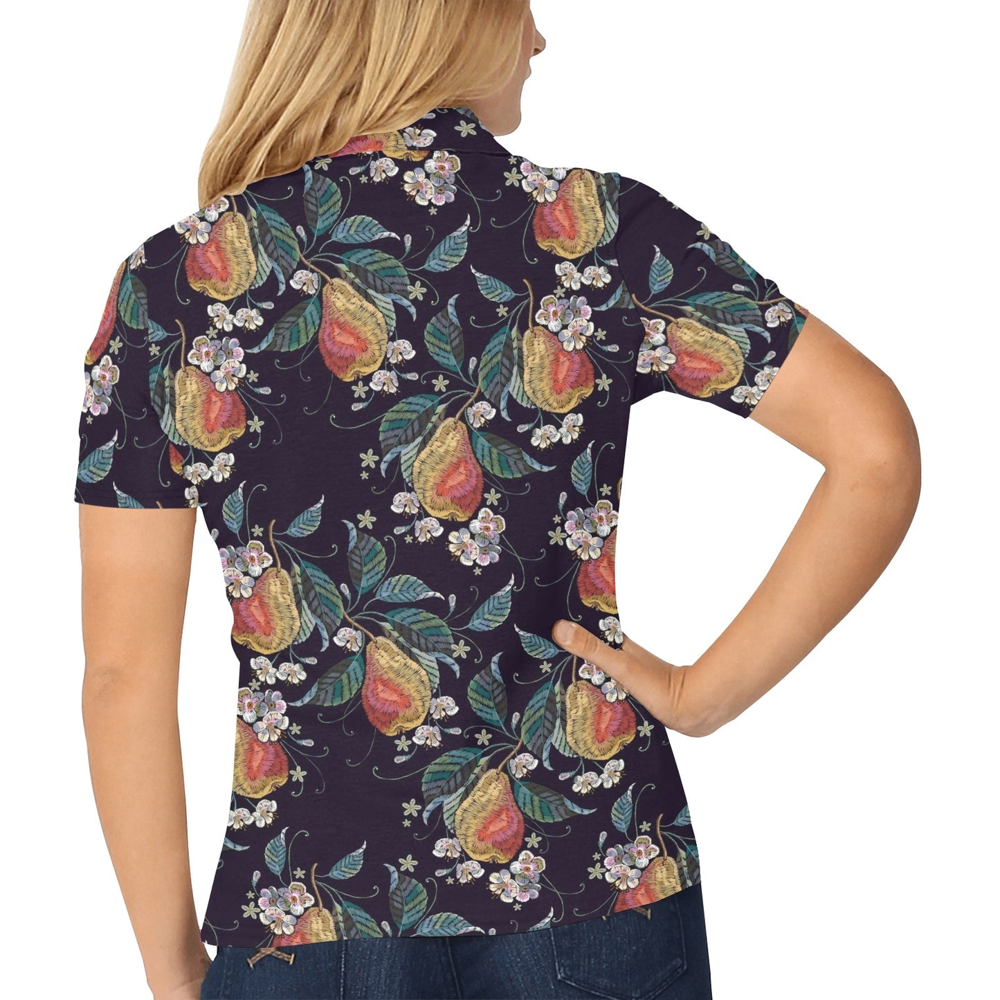 Pear Pattern Print Design PE02 Women's Polo Shirt