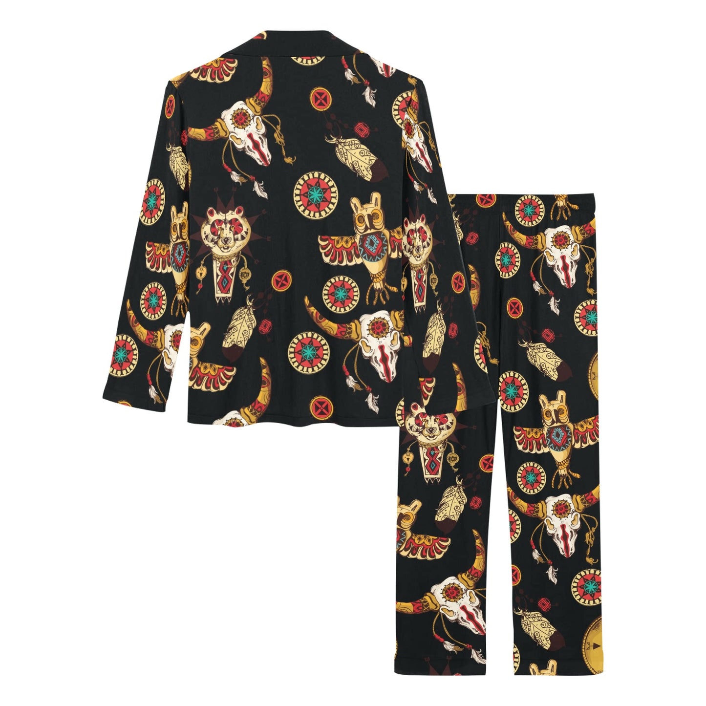 Native American Symbol Pattern Women's Long Pajama Set