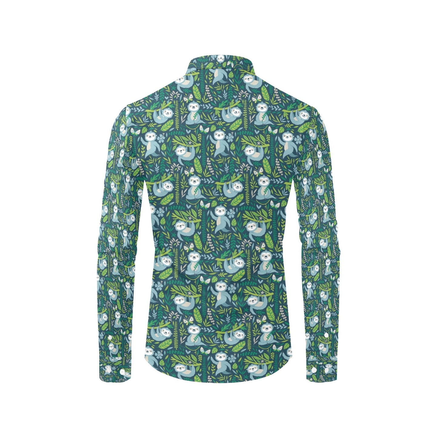 Sloth Print Design LKS304 Men's Long Sleeve Dress Shirt