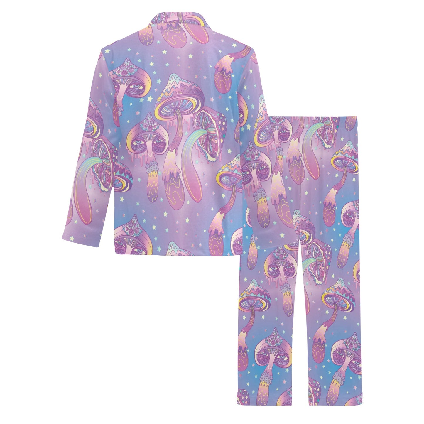 Psychedelic Mushroom Pattern Print Design A01 Men's Long Pajama Set