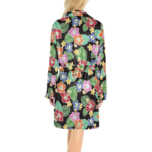Hawaiian Themed Pattern Print Design H010 Women's Fleece Robe